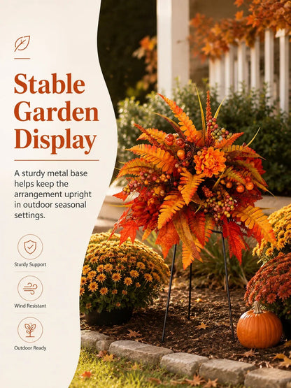 Autumn Harvest Floral Garden Stake Arrangement