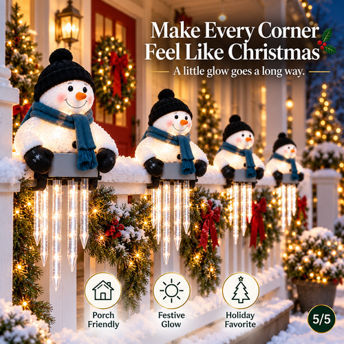 WinterGlow Snowman Icicle Light Decor | Christmas Holiday Light