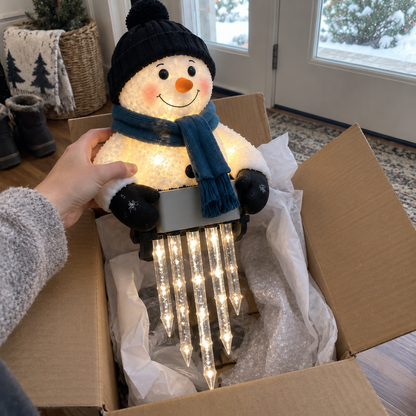 WinterGlow Snowman Icicle Light Decor | Christmas Holiday Light
