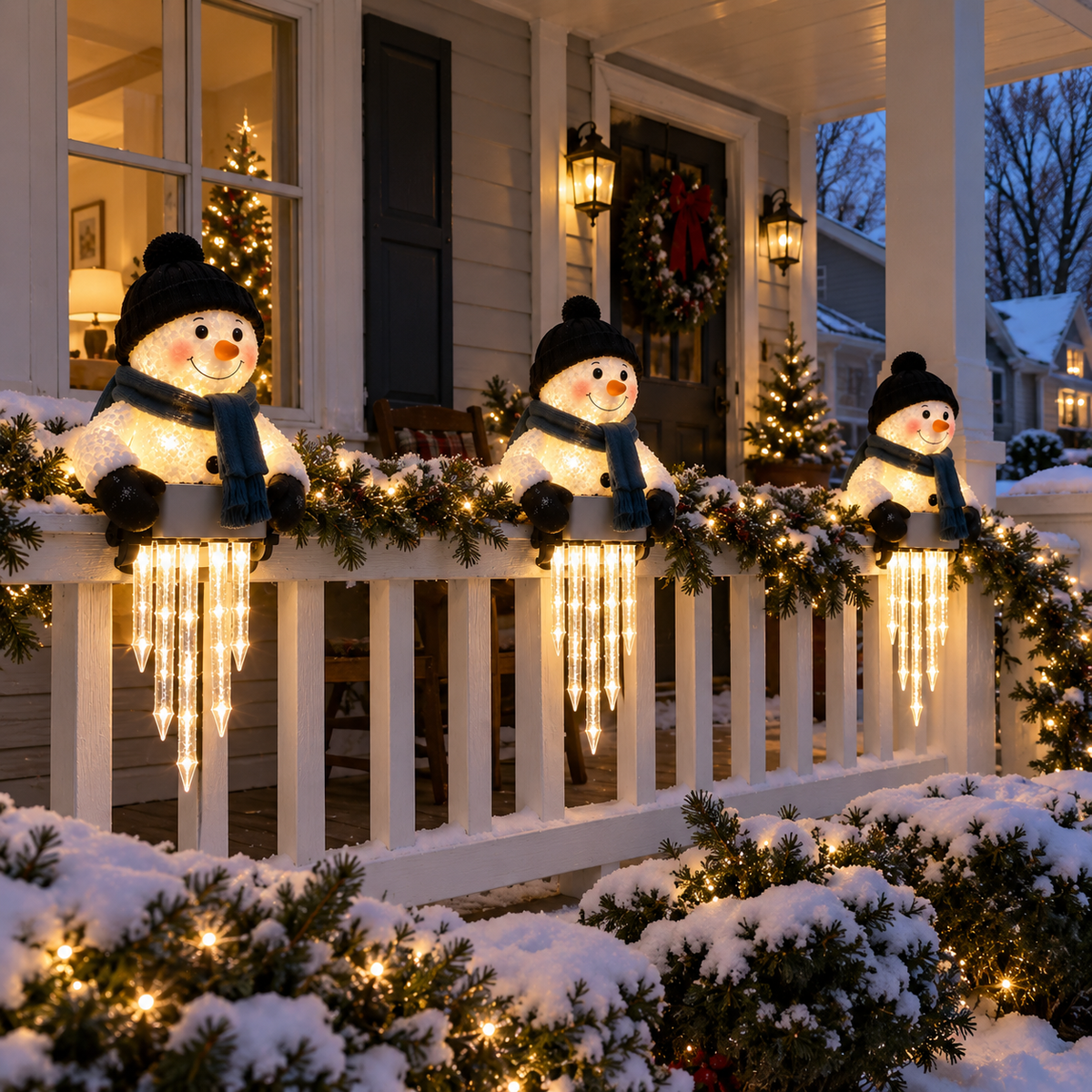 WinterGlow Snowman Icicle Light Decor | Christmas Holiday Light