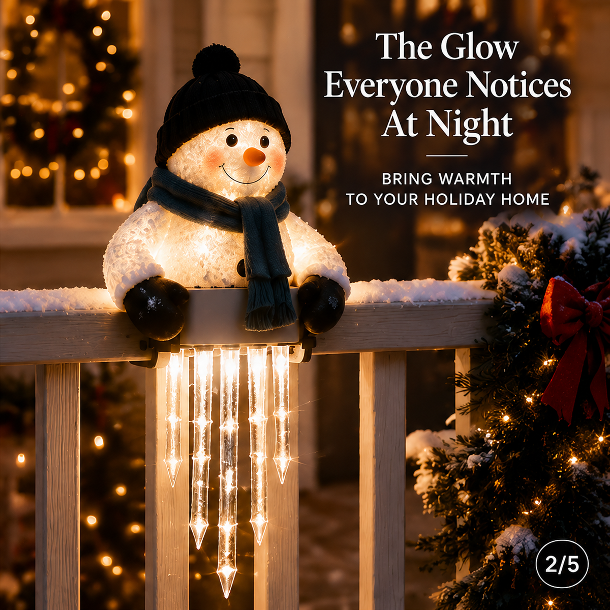 WinterGlow Snowman Icicle Light Decor | Christmas Holiday Light