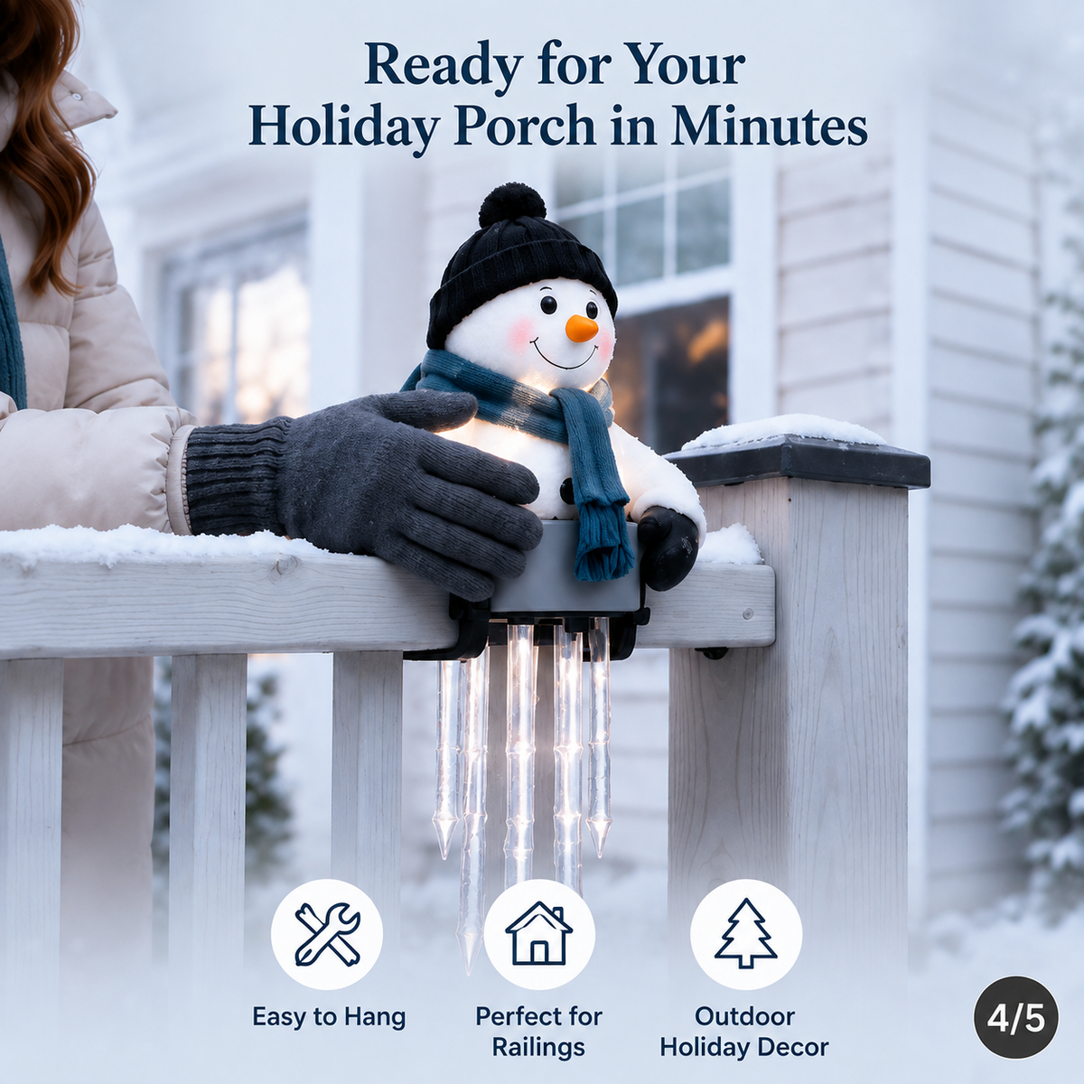 WinterGlow Snowman Icicle Light Decor | Christmas Holiday Light