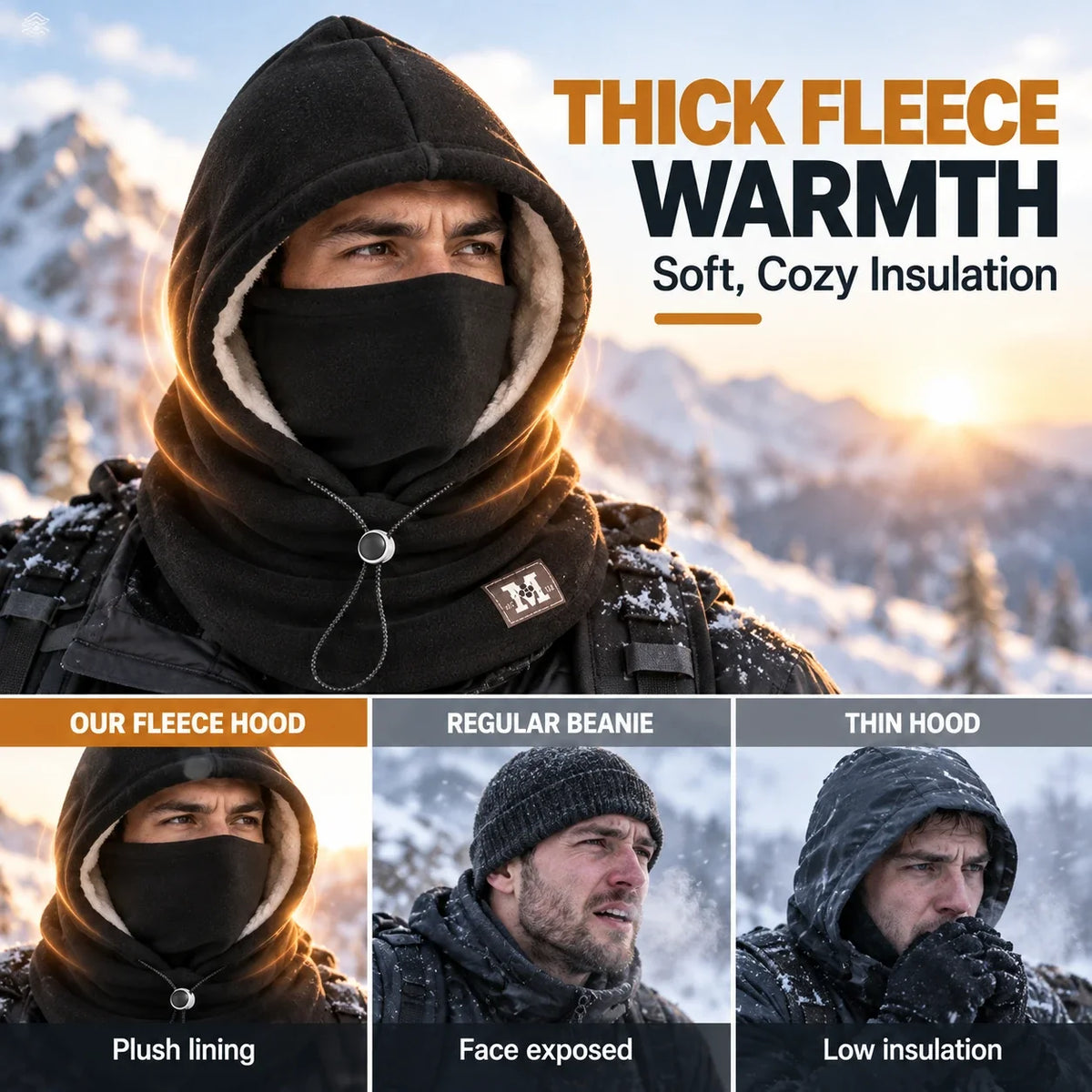 Winter Fleece Balaclava Hood- 3-in-1 Face & Neck Gaiter