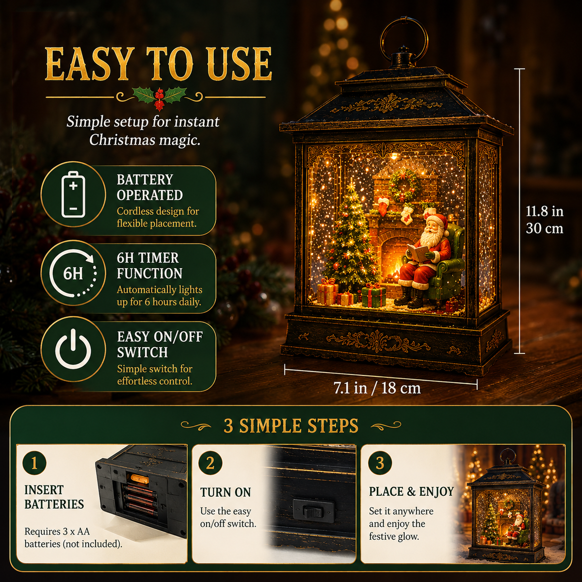 🎅 Santa’s Magical Fireplace Lantern-🎄 Bring the Magic of Christmas Home