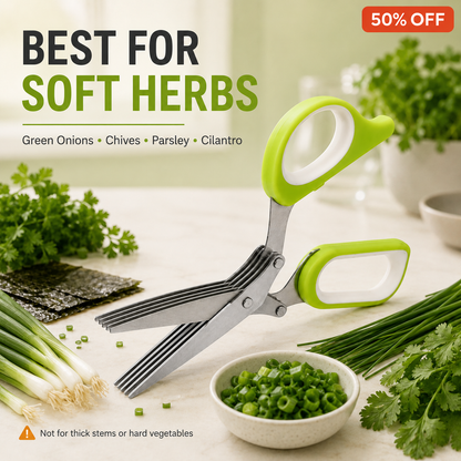 🔥 50% OFF Must-Have Kitchen Gadget ✂️ 5-Blade Herb Cutter For Faster Cooking