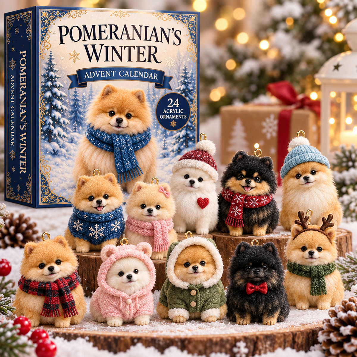 Winter Pomeranian Advent Calendar 2026 – 24 Acrylic Charms