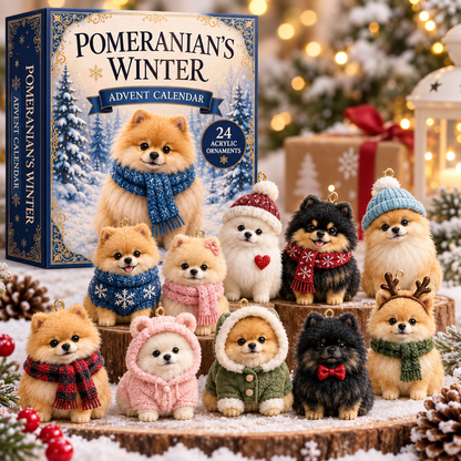 Winter Pomeranian Advent Calendar 2026 – 24 Acrylic Charms