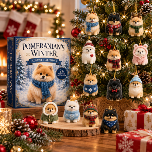 Winter Pomeranian Advent Calendar 2026 – 24 Acrylic Charms