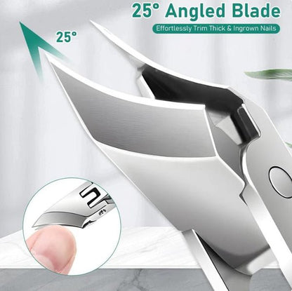✂️✨ Eagle Beak Wide Jaw Nail Clippers Set | Anti-Splash 25° Slanted Blade for Thick & Ingrown Toenails | Ultra-Sharp Stainless Steel Manicure & Pedicure Tool