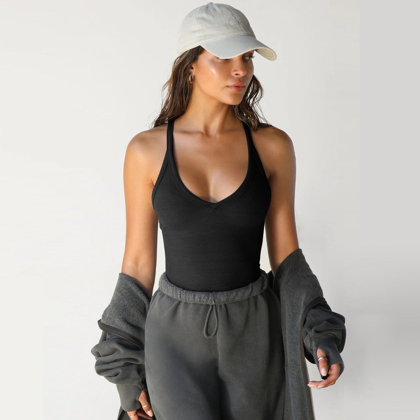 🔥V Neck Cotton Tank Tops With Shelf Bra
