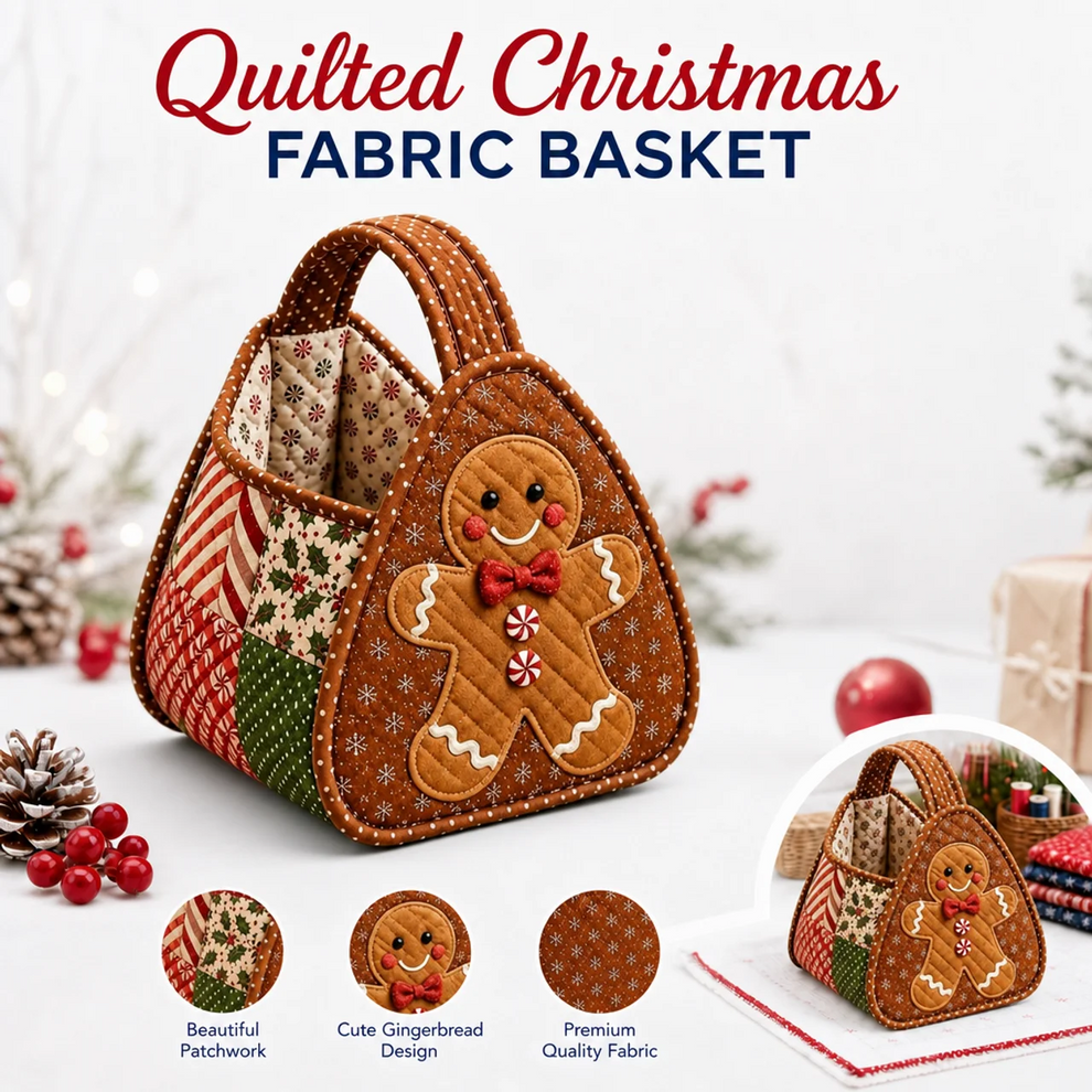Christmas Quilted Carry Basket Sewing Kit