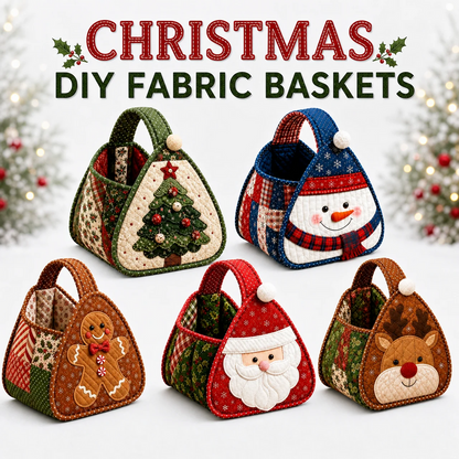 Christmas Quilted Carry Basket Sewing Kit