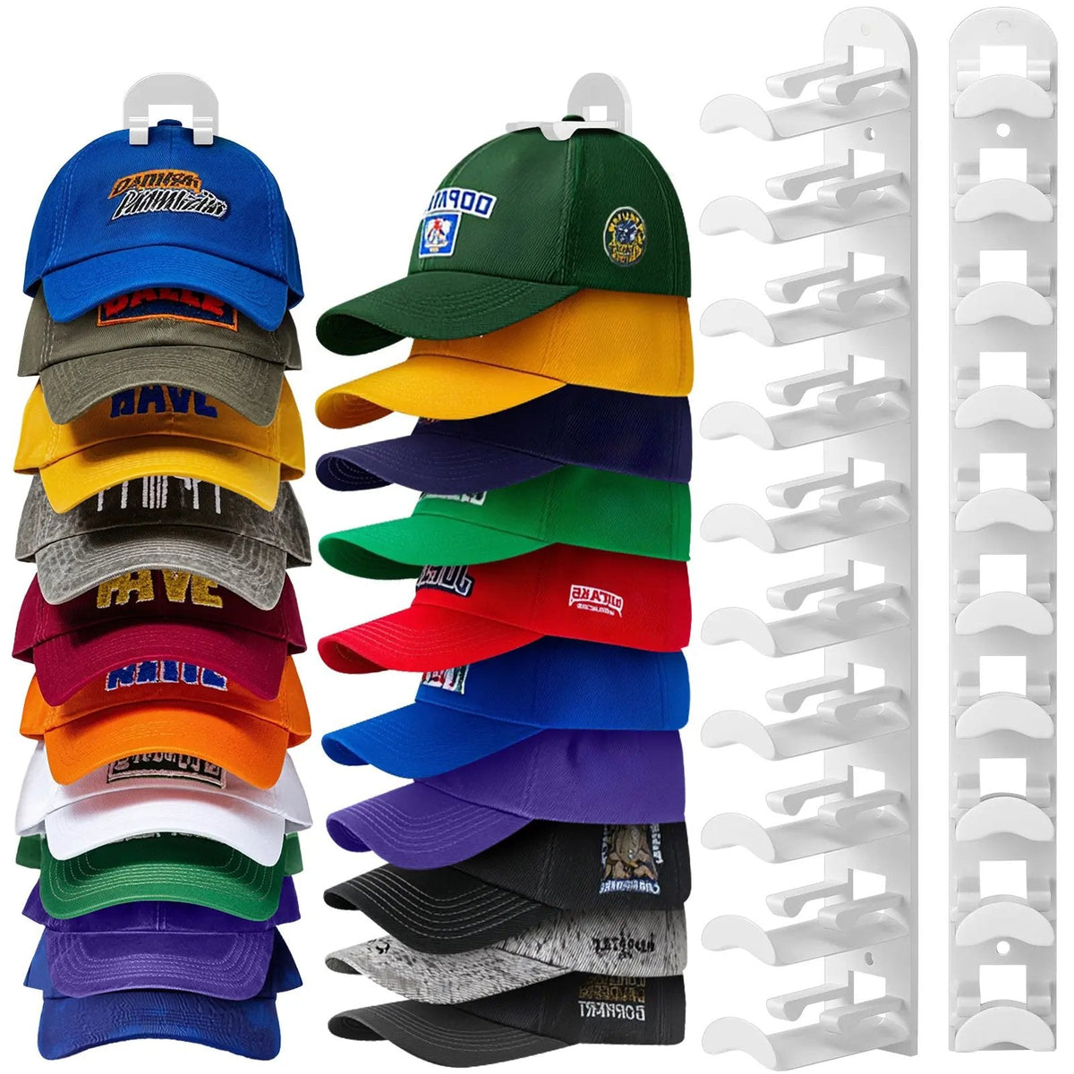 Hat Rack for Wall - BaseballCap Organizer Holds Up to 20Hats