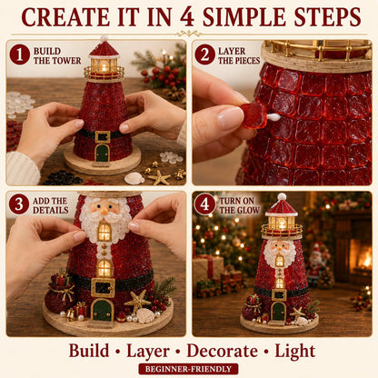 ✨Light‑Up Christmas Character Lighthouse | Complete DIY Craft Kit For Holiday Decor.