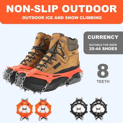 FLORENZS™ 8-Spike Ice Cleats for Shoes – Non-Slip Snow Grips with Stainless Steel Chains for Winter Walking & Hiking