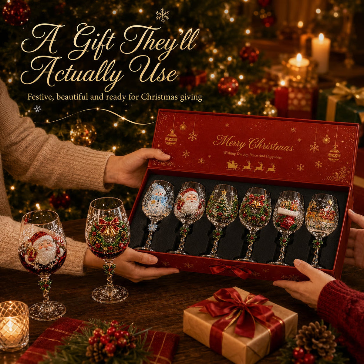 🔥🎁Christmas Wine Glass Collection Gift Box Set✨