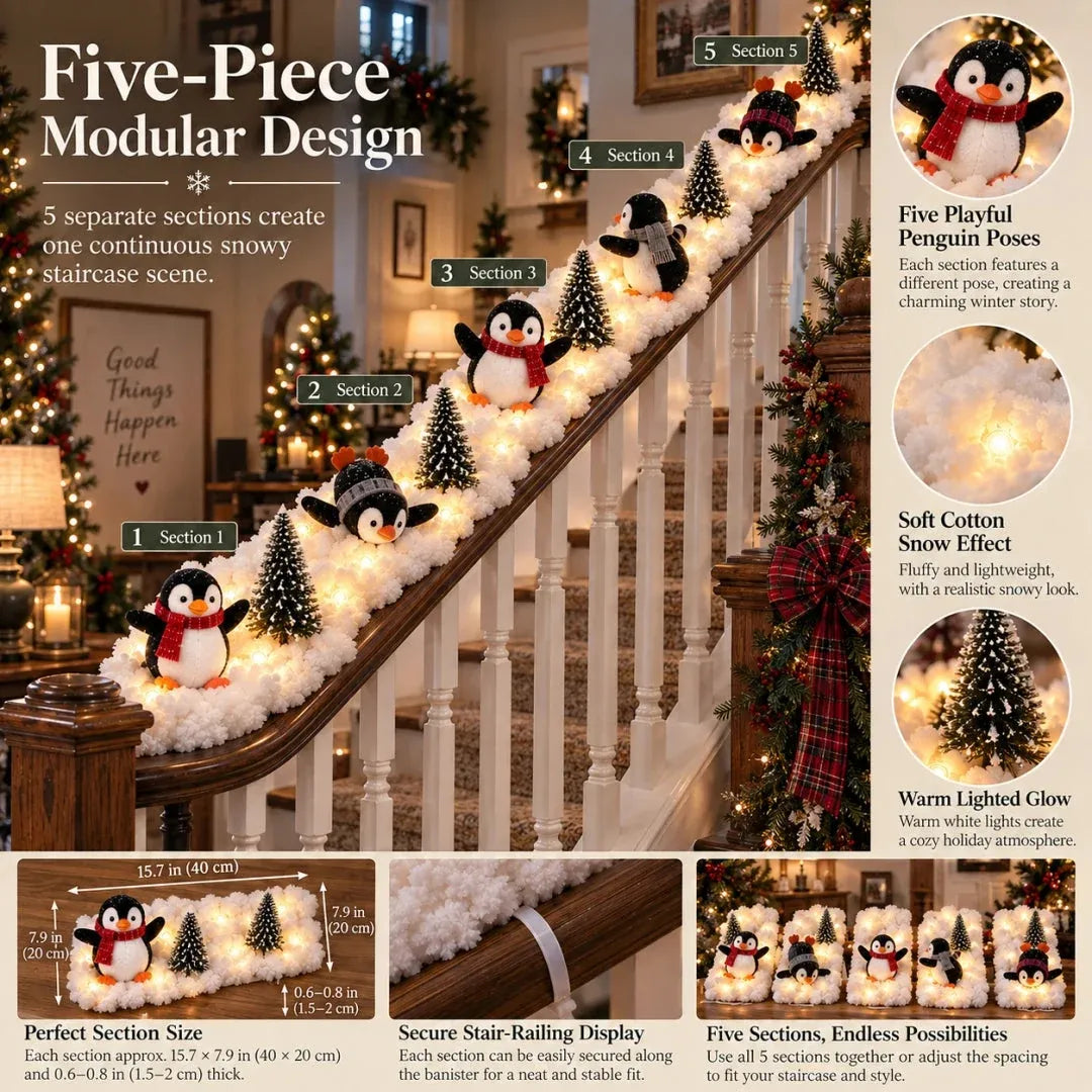 🐧 Penguin Christmas Stair Snow Decor | A Cozy Penguin Christmas Story ✨11