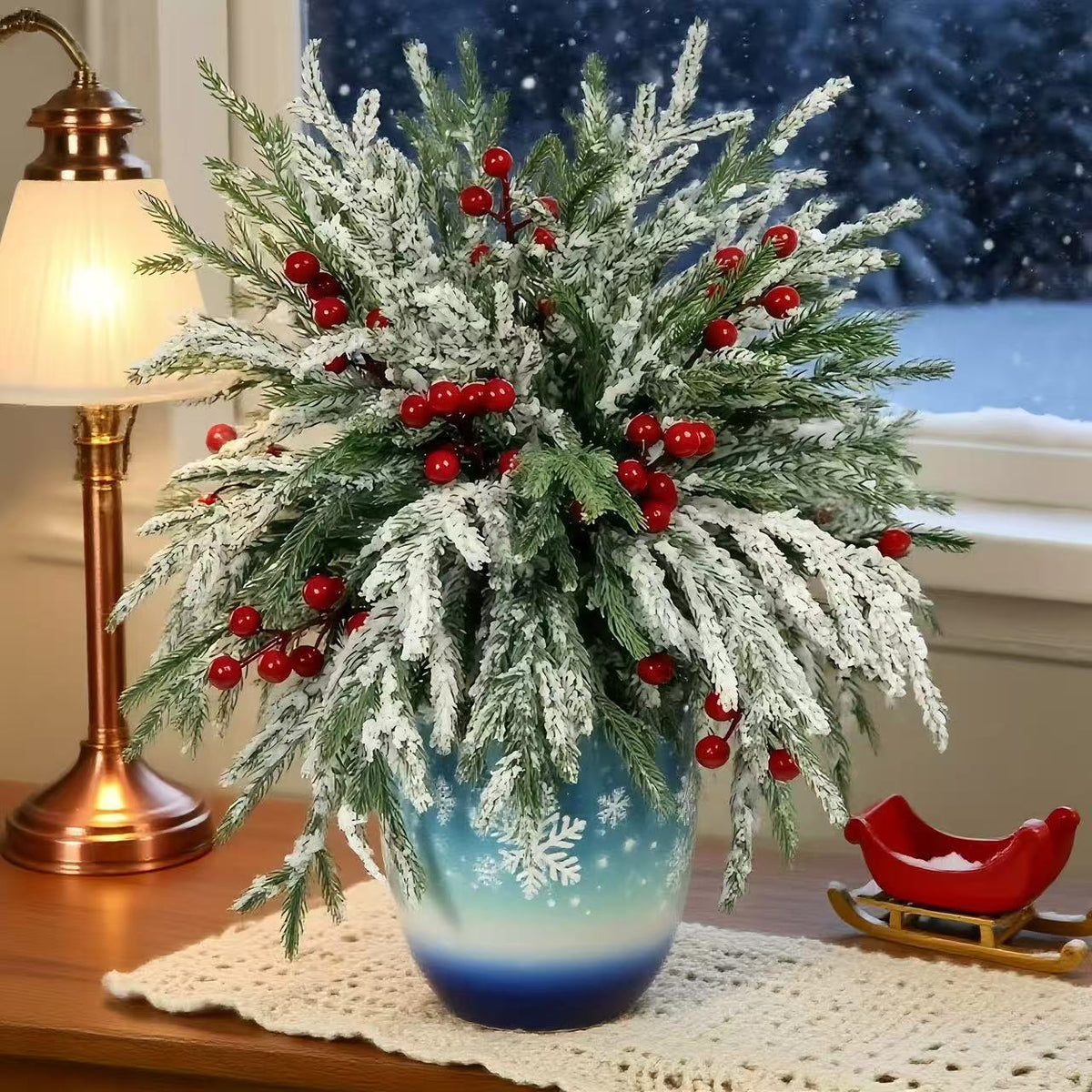 🎄2026 Christmas Sales🎅-Artificial Norfolk Pine Branches with Red Berries