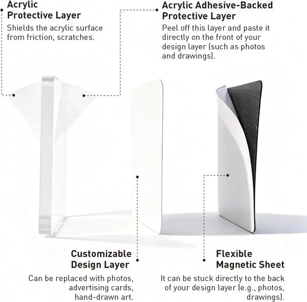 10-Pcs Magnetic Clear Acrylic Photo Frames DIY Fridge Magnets