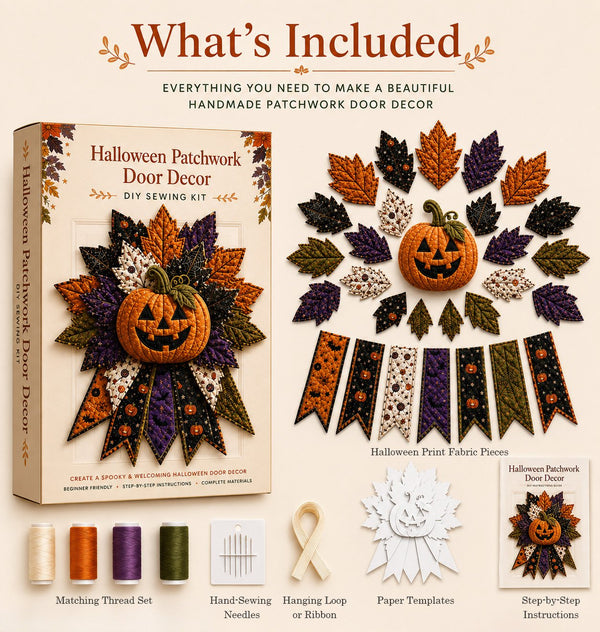 DIY Quilted Halloween Pumpkin Door Hanger Kit