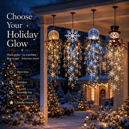 Crystal Cascade Christmas Light-Hanging LED Porch Decoration: Snowflake & Crystals✨❄️