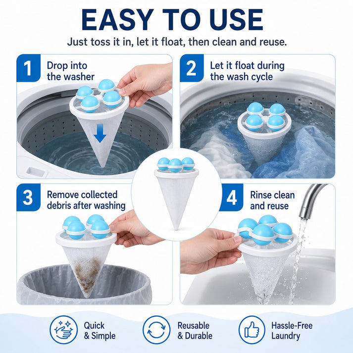 Floating Lint & Hair Catcher（3pcs）