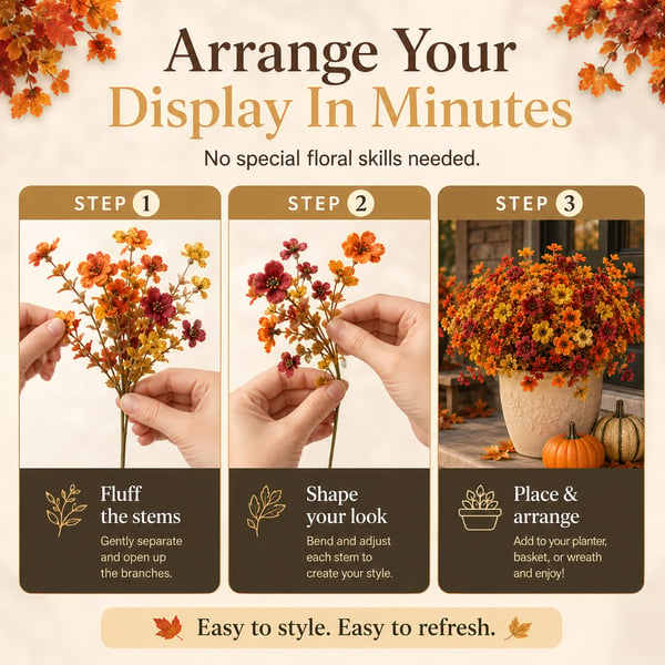 🔥Last Day 50% OFF - 🍁UV-Resistant Artificial Daisy Flowers for Fall Decor Halloween