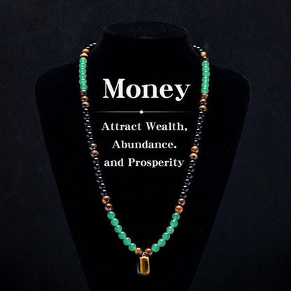 ✨Money Attraction Necklace With GreenAventurine & Tiger Eye Pendant Healing Crystal Stone