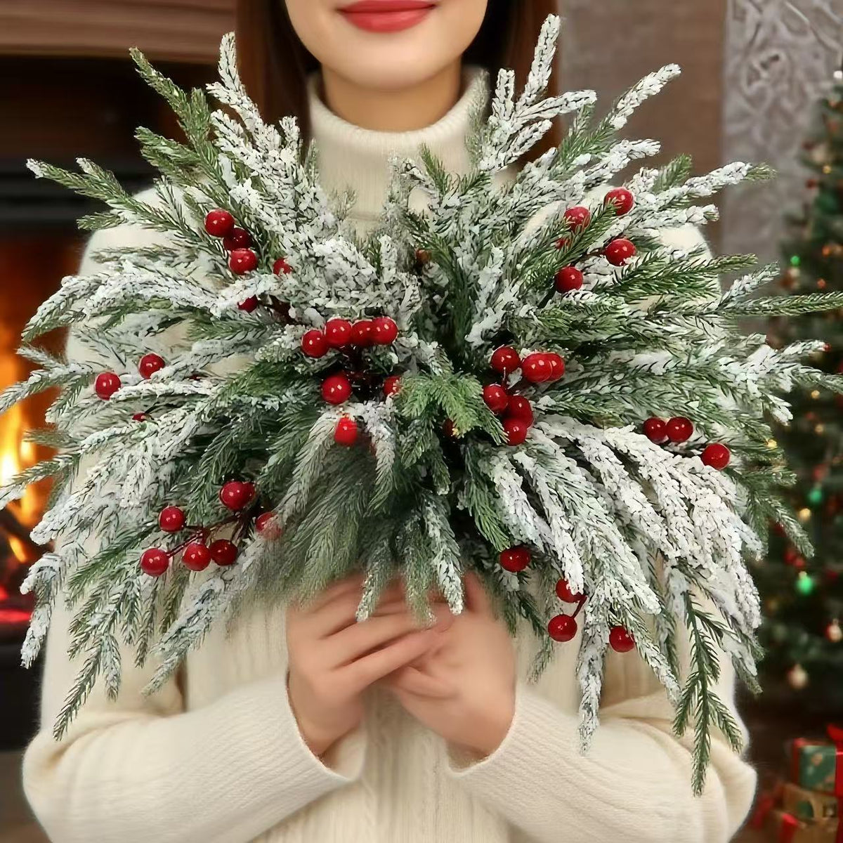 🎄2026 Christmas Sales🎅-Artificial Norfolk Pine Branches with Red Berries