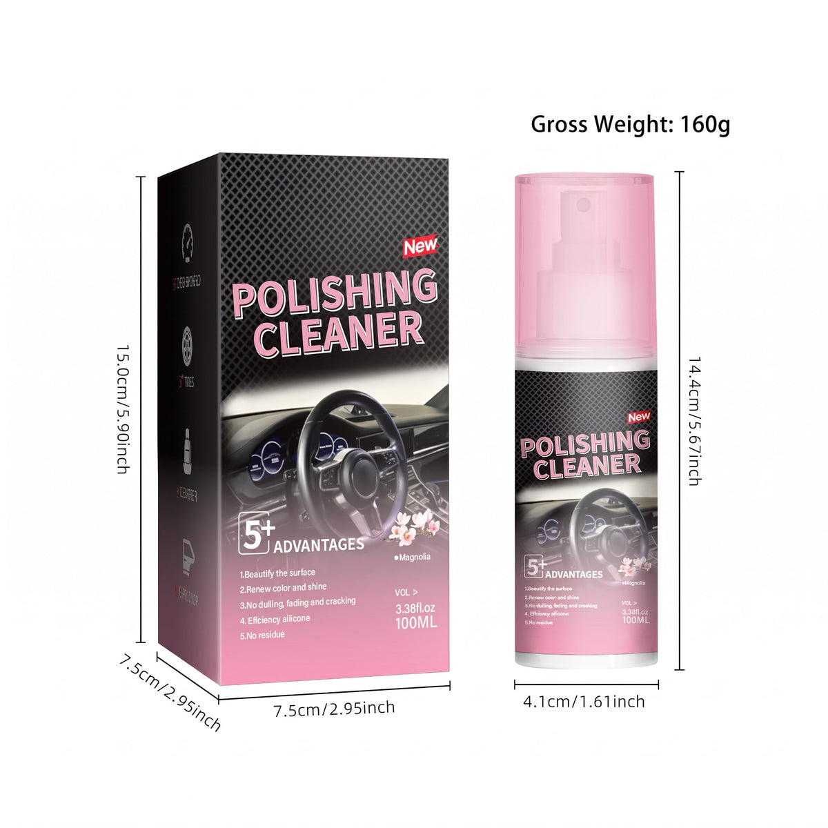 Automotive Care Agent Protector Wax - Anhydrous Spray for Vinyl, Rubber, Plastic, Leather Surfaces, Prevents Aging, Fading, Cracking, Suitable