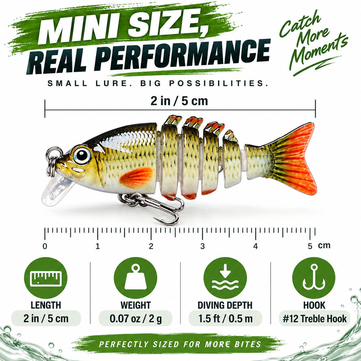 2'' Lifelike Fishing Lures for Freshwater and Saltwate