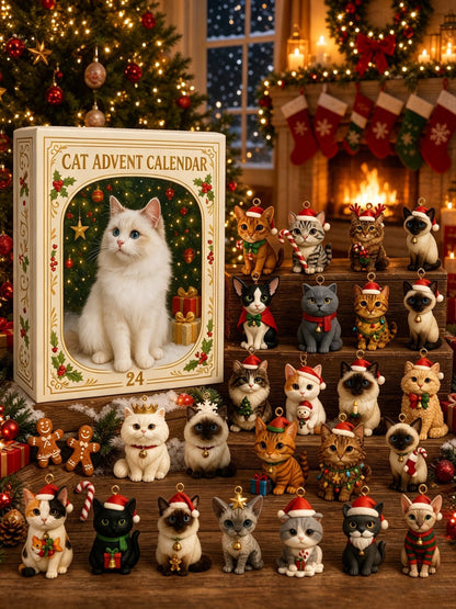 🔥 Last Day 49% Off🔥2026 Cat-Themed Christmas Advent Calendar – Christmas Tree Ornaments