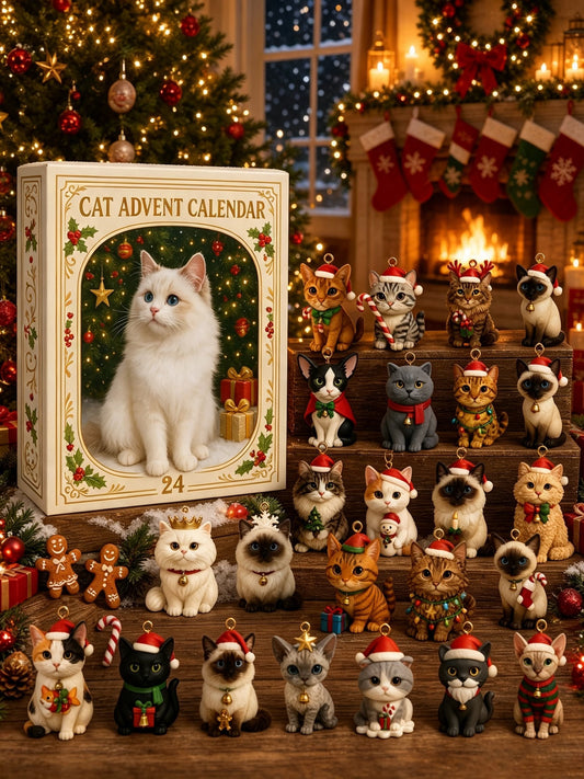 🔥 Last Day 49% Off🔥2026 Cat-Themed Christmas Advent Calendar – Christmas Tree Ornaments