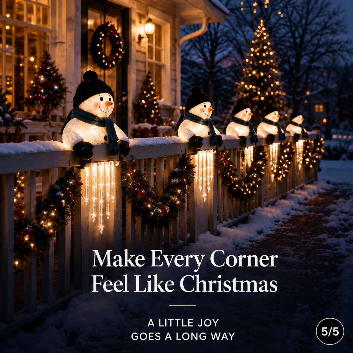 WinterGlow Snowman Icicle Light Decor | Christmas Holiday Light