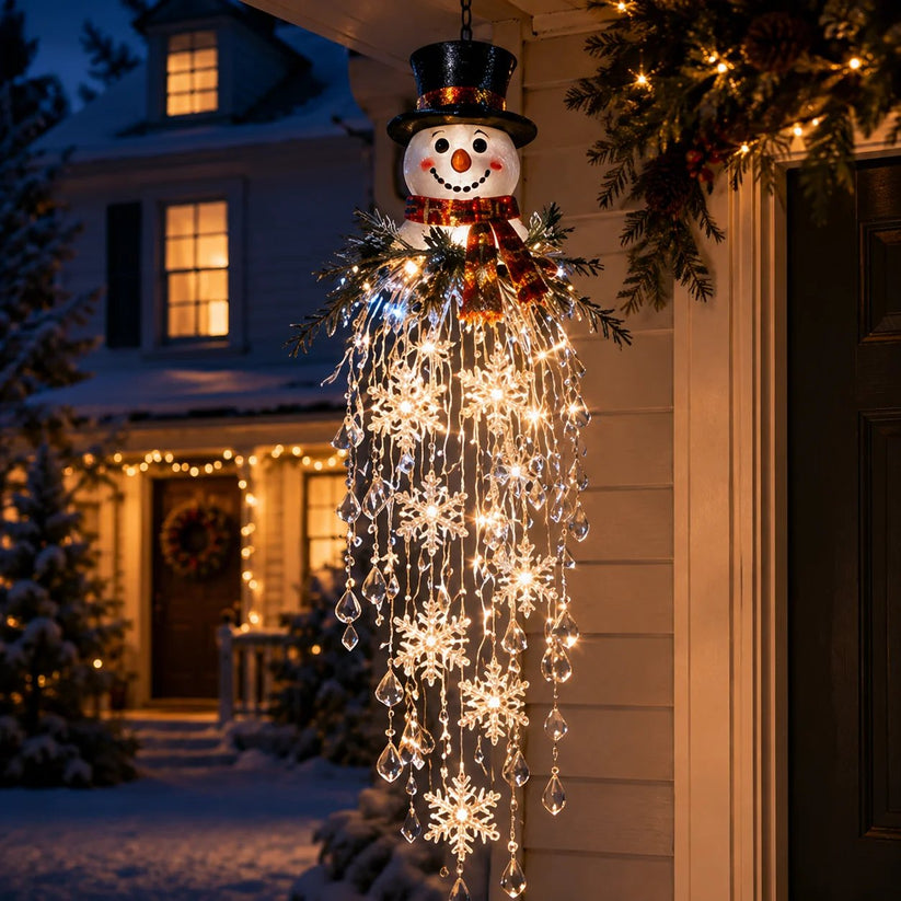 Crystal Cascade Christmas Light-Hanging LED Porch Decoration: Snowflake & Crystals✨❄️