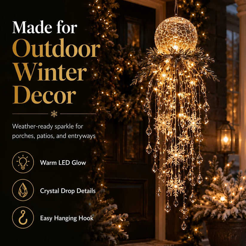 Crystal Cascade Christmas Light-Hanging LED Porch Decoration: Snowflake & Crystals✨❄️