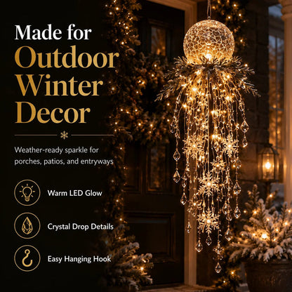 Crystal Cascade Christmas Light-Hanging LED Porch Decoration: Snowflake & Crystals✨❄️