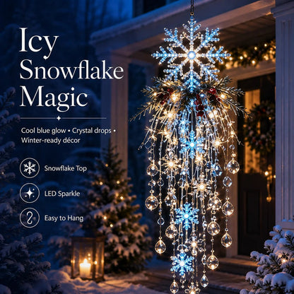 Crystal Cascade Christmas Light-Hanging LED Porch Decoration: Snowflake & Crystals✨❄️