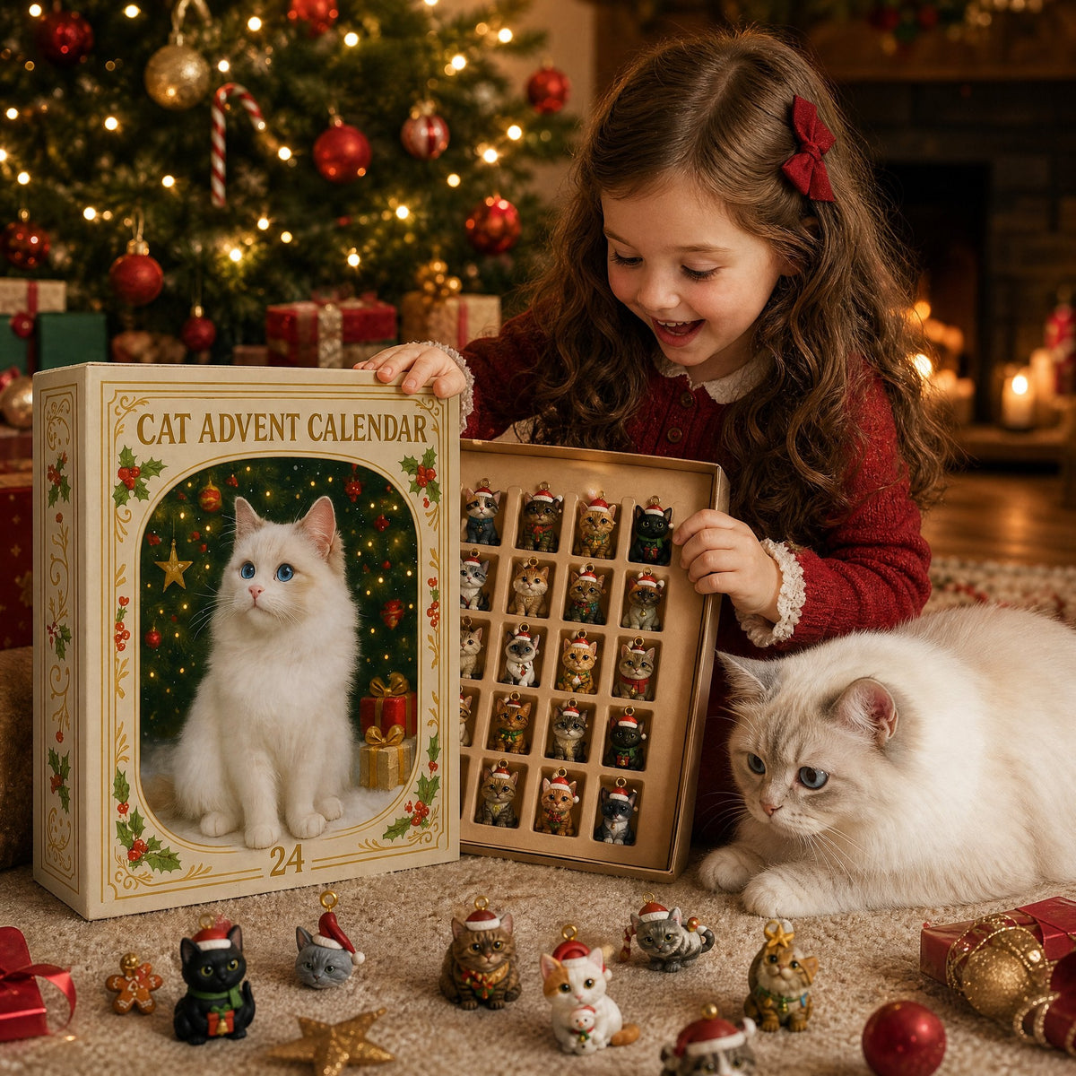 🔥 Last Day 49% Off🔥2026 Cat-Themed Christmas Advent Calendar – Christmas Tree Ornaments