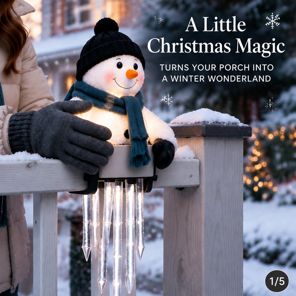 WinterGlow Snowman Icicle Light Decor | Christmas Holiday Light