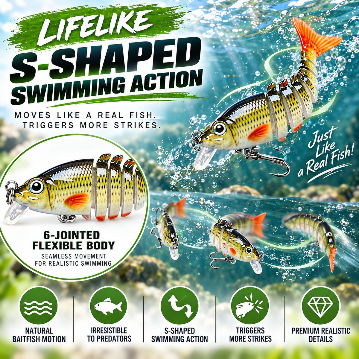 2'' Lifelike Fishing Lures for Freshwater and Saltwate