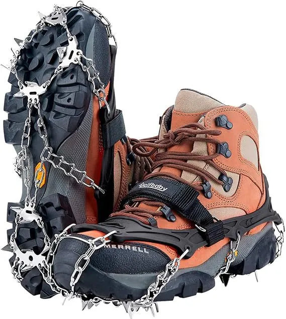 FLORENZS™ 8-Spike Ice Cleats for Shoes – Non-Slip Snow Grips with Stainless Steel Chains for Winter Walking & Hiking