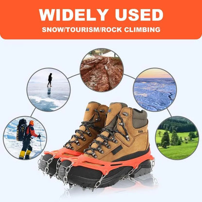 FLORENZS™ 8-Spike Ice Cleats for Shoes – Non-Slip Snow Grips with Stainless Steel Chains for Winter Walking & Hiking