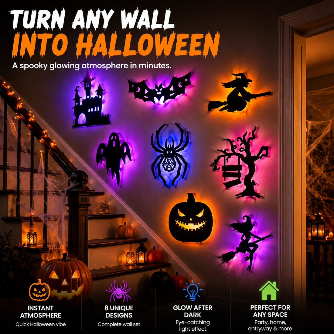 Halloween LED Silhouette Wall Stopers Battery Powerered