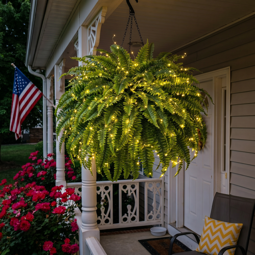 🔥Last Day 60% OFF🔥Oversized Pre-Lit Artificial Boston Ferns --No watering, No fading
