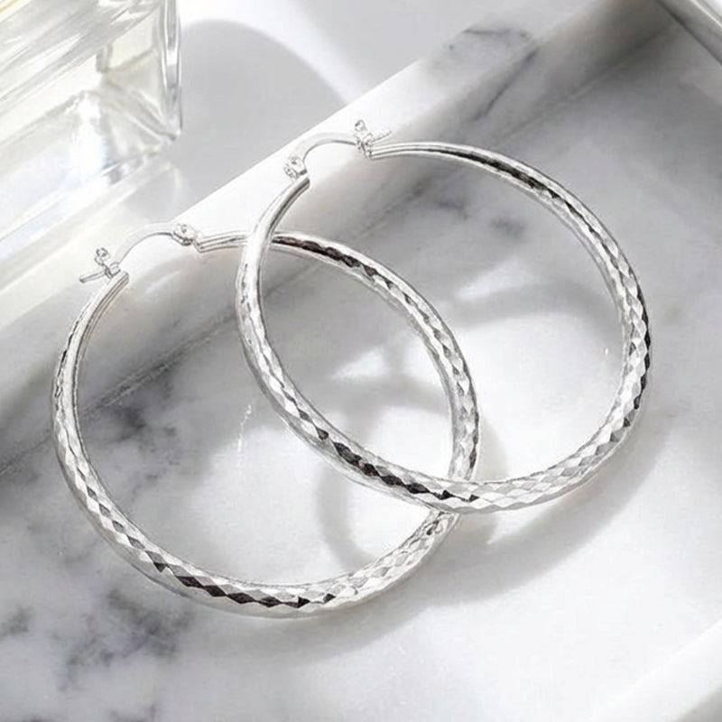 🎉BUY 1 GET 1 FREE(2 Pairs)🎁Diamond-Cut Hoop Earrings for Women – Elegant, Sparkling 💎