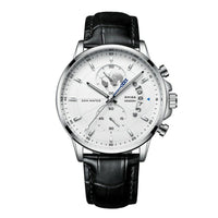 Silver Case - White Dial - Black Band