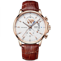 Gold Case - White Dial - Brown Faux Leather Band