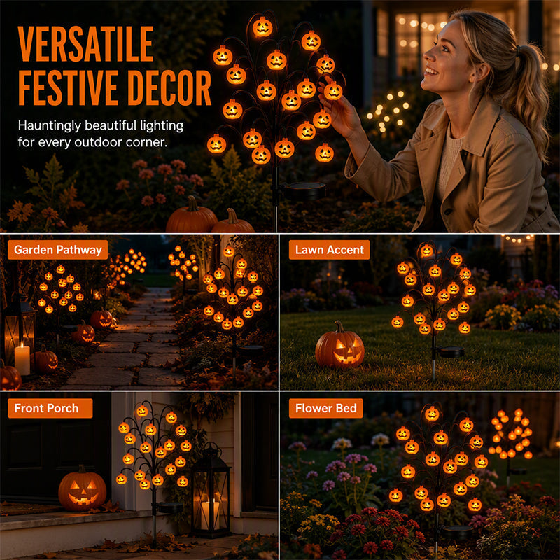 Pumpkin Solar Branch Lights - Halloween Garden Stakes