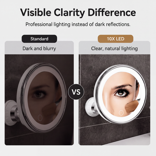 ✨10X LED Magnifying Makeup Mirror🔍 - Drill-Free Suction & DualPower